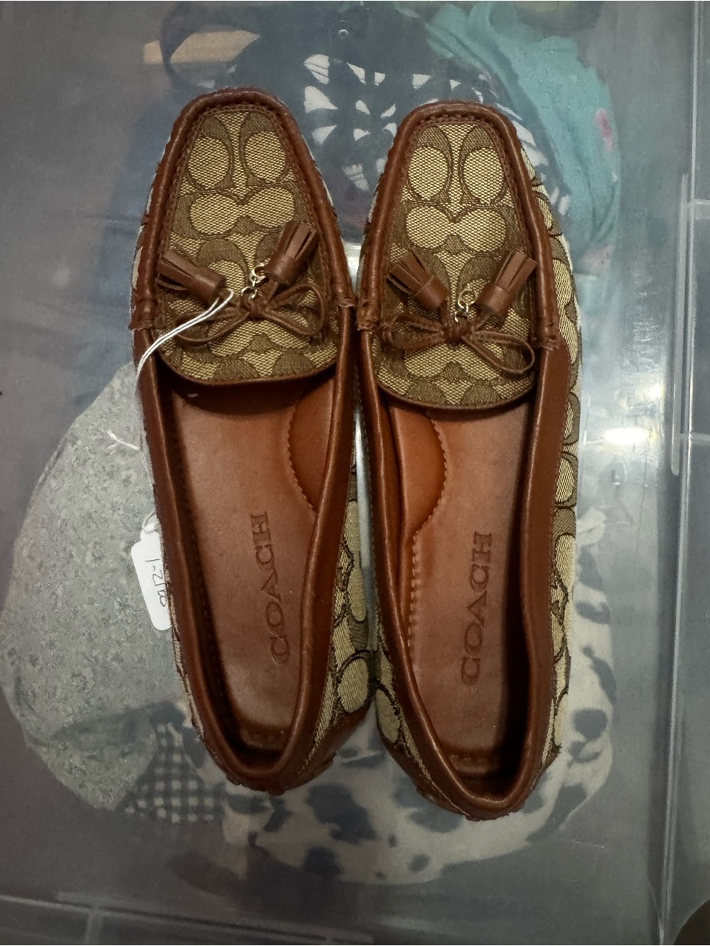 COACH Brown Signature Canvas Tassel Loafers